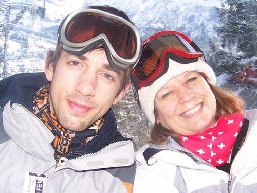 Huston and Leslie on the slopes in Gridelwald, Switzerland.